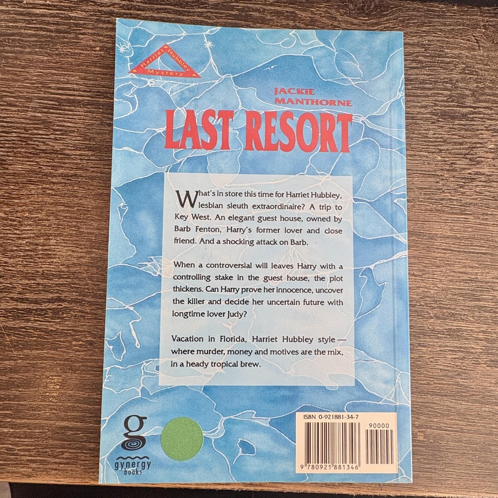 Last Resort Jackie Manthorne Lesbian Mystery Harriet Hubbley Paperback Teal Book - Picture 2 of 2